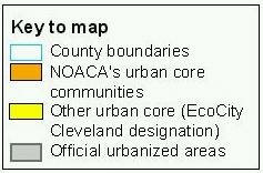 Legend for urban core communities map