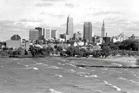 Downtown Cleveland with Edgewater Park in the foreground