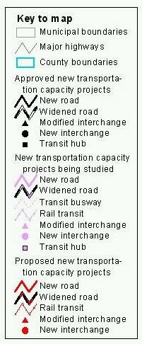 Legend for transportation infrastructure projects map